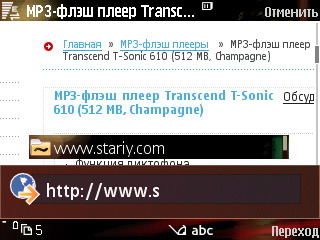 Браузер смартфона Samsung SGH-i560