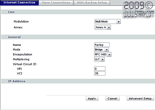 Настройки WAN перового модема