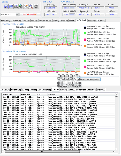 Программа DrayTek Syslog 4.2.0 и Load-Balance Policy.